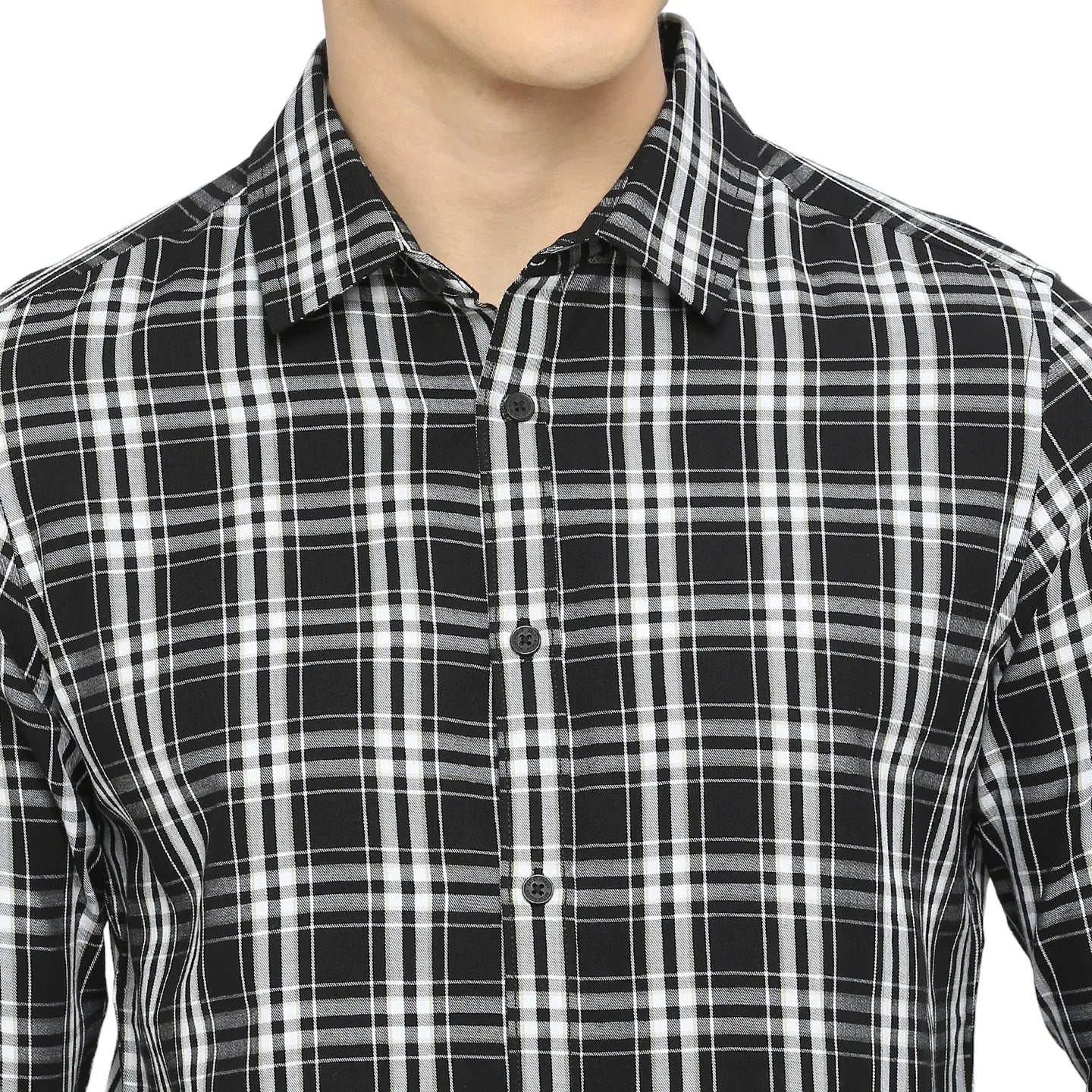 Black Slim Straight Fit Regular Collar Long Sleeves Men's Shirt by Being Human Clothing