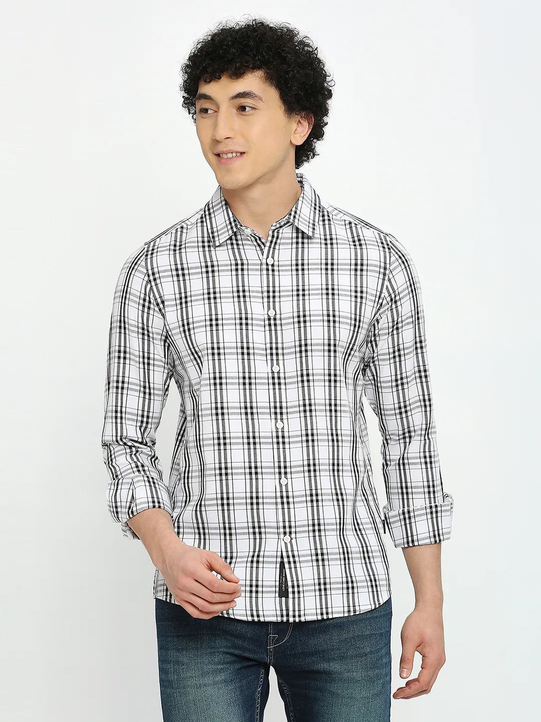 White Slim Fit Regular Collar Men's Shirt by Being Human Clothing