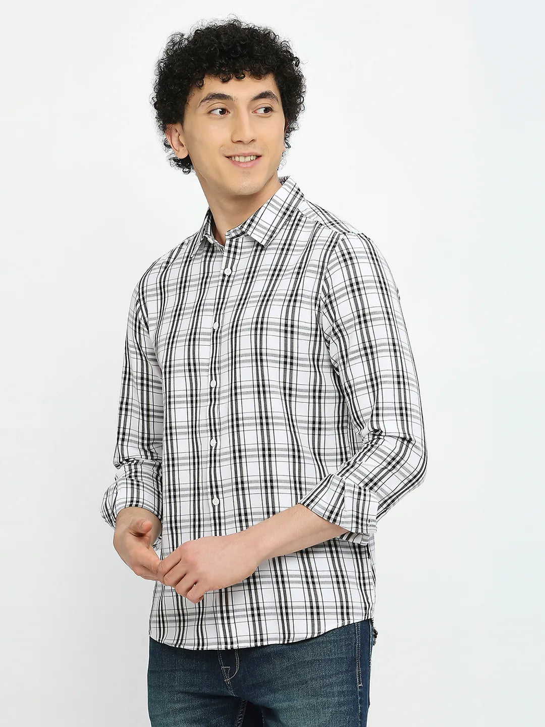 White Slim Fit Regular Collar Men's Shirt by Being Human Clothing