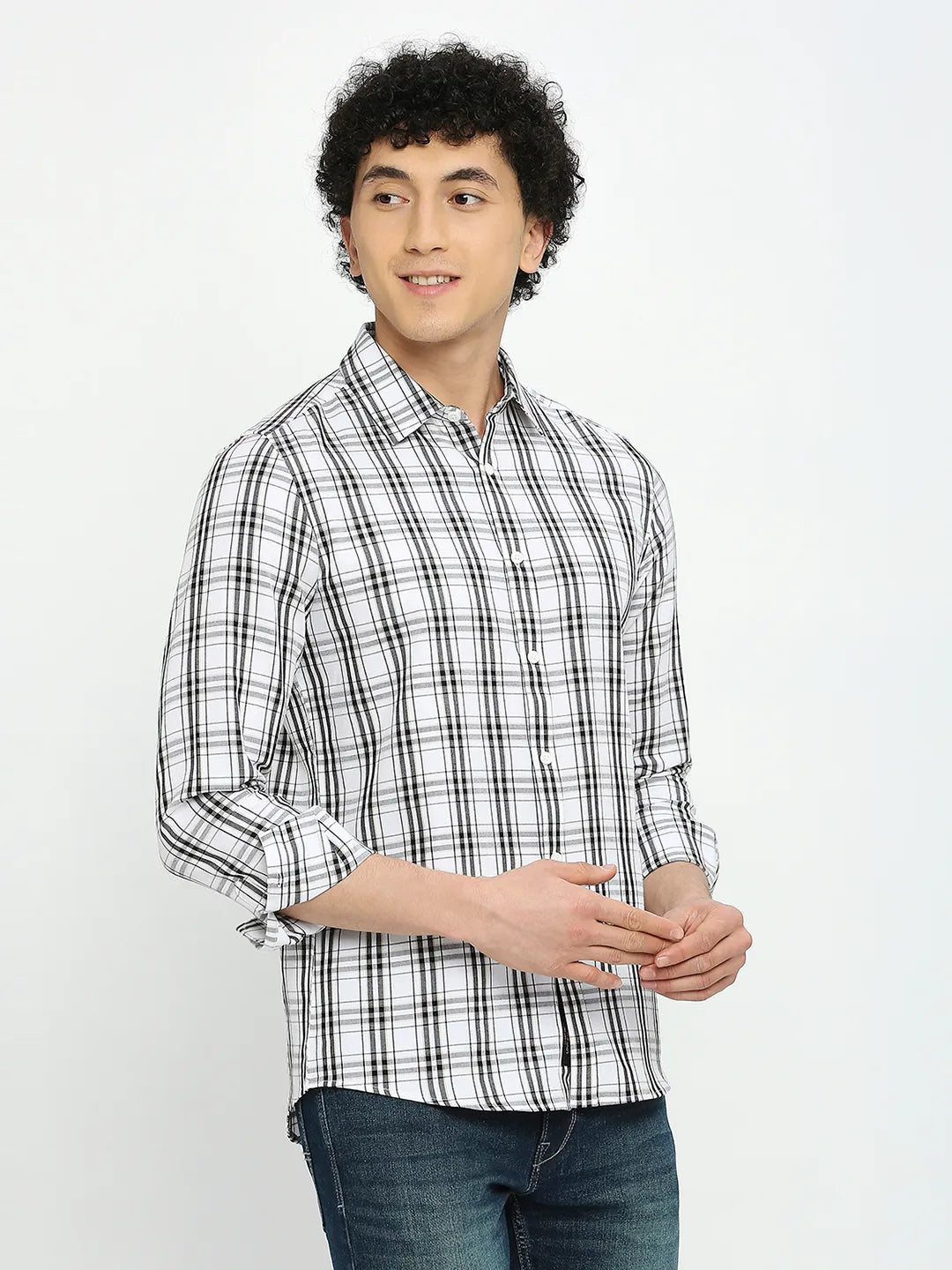 White Slim Fit Regular Collar Men's Shirt by Being Human Clothing