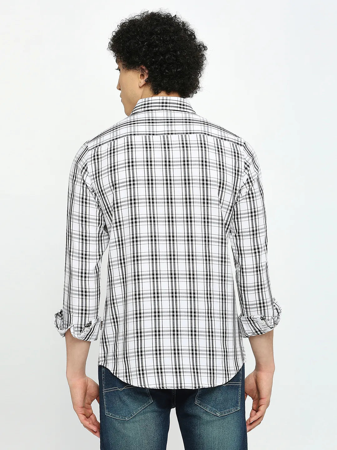 White Slim Fit Regular Collar Men's Shirt by Being Human Clothing