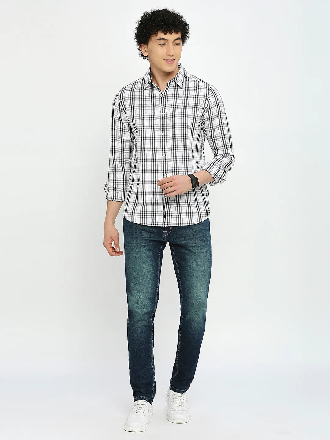 White Slim Fit Regular Collar Men's Shirt by Being Human Clothing