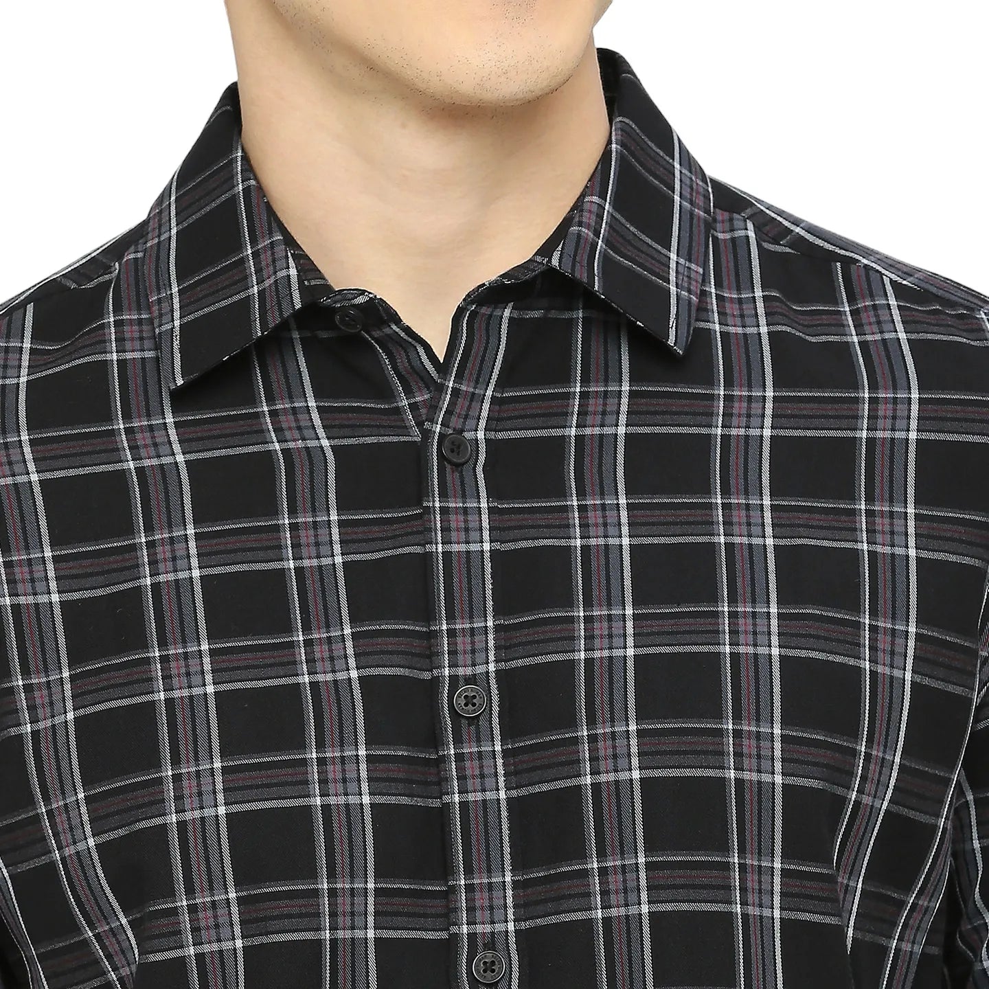 Black Slim Straight Fit Regular Collar Long Sleeves Men's Shirt by Being Human Clothing