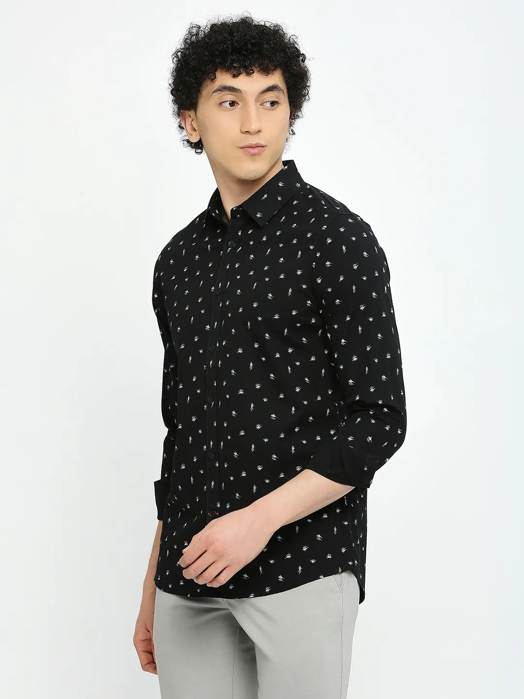 Black Slim Fit Regular Collar Men's Shirt by Being Human Clothing