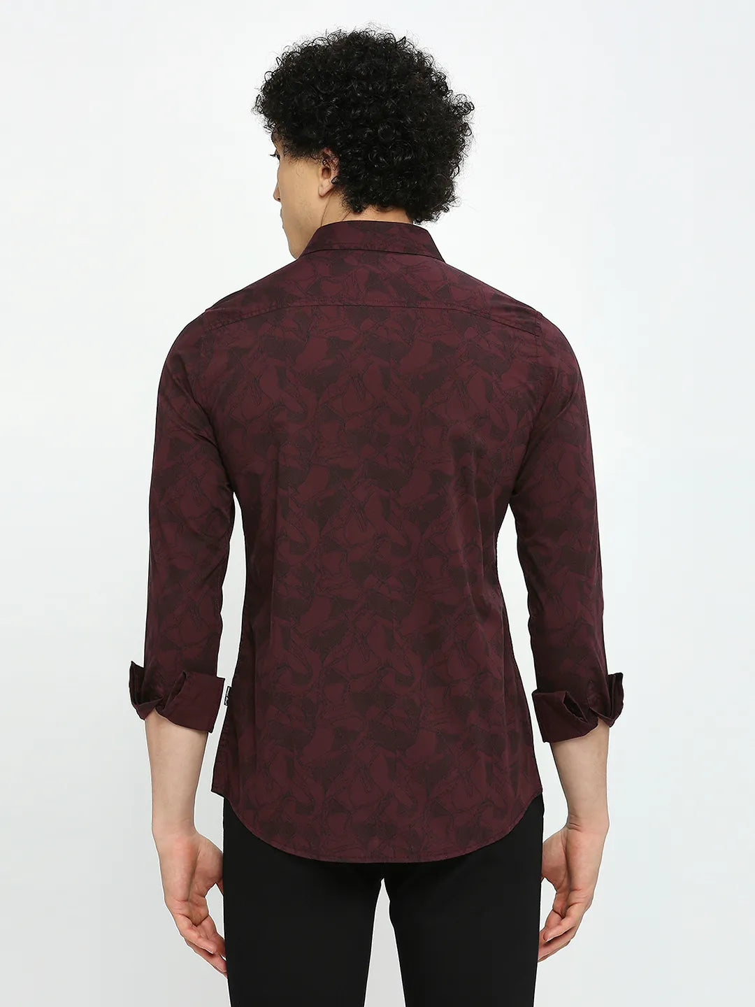 Wine Slim Fit Regular Collar Men's Shirt by Being Human Clothing