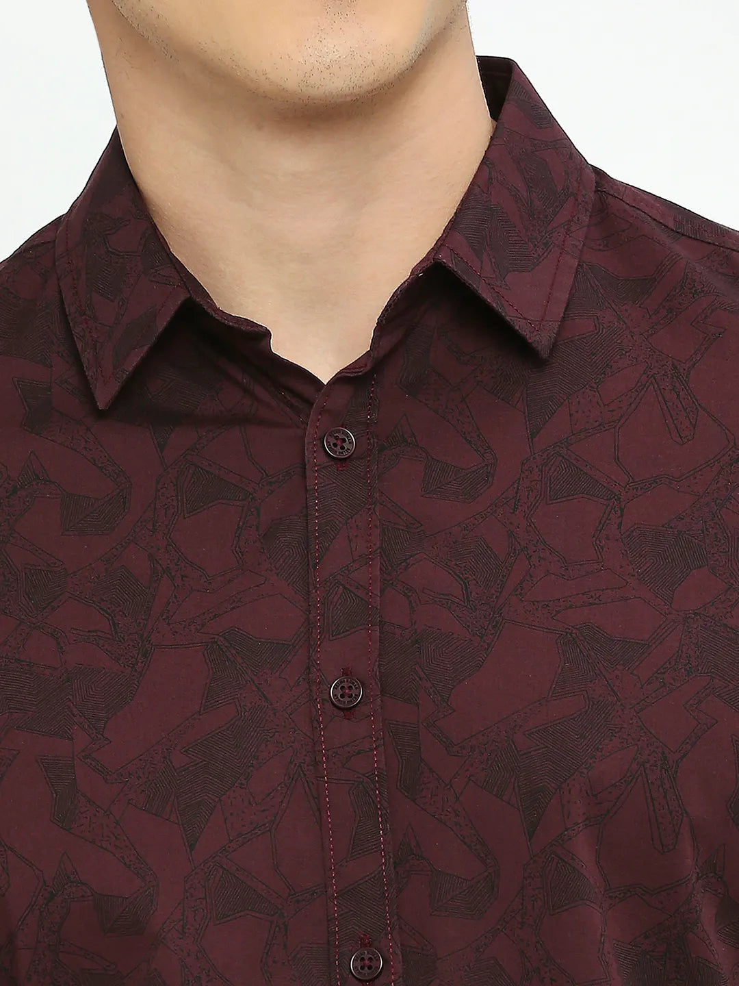 Wine Slim Fit Regular Collar Men's Shirt by Being Human Clothing