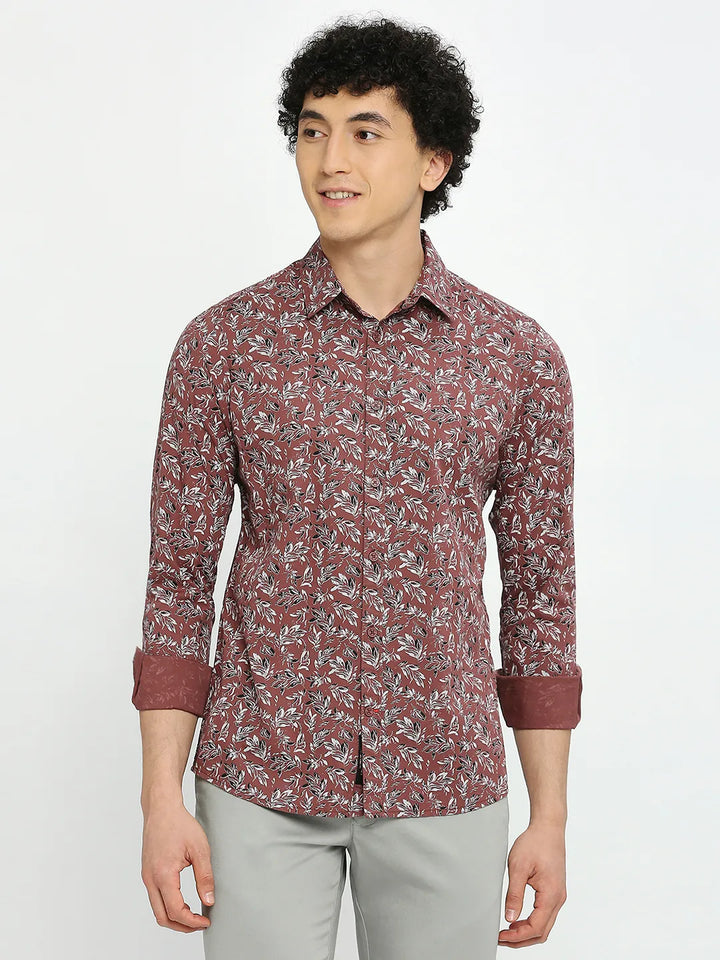 Red Slim Straight Fit Regular Collar Long Sleeves Men's Shirt by Being Human Clothing