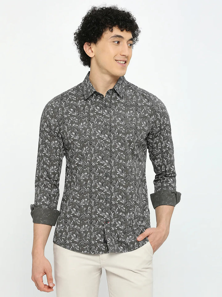 Olive Slim Straight Fit Regular Collar Long Sleeves Men's Shirt by Being Human Clothing
