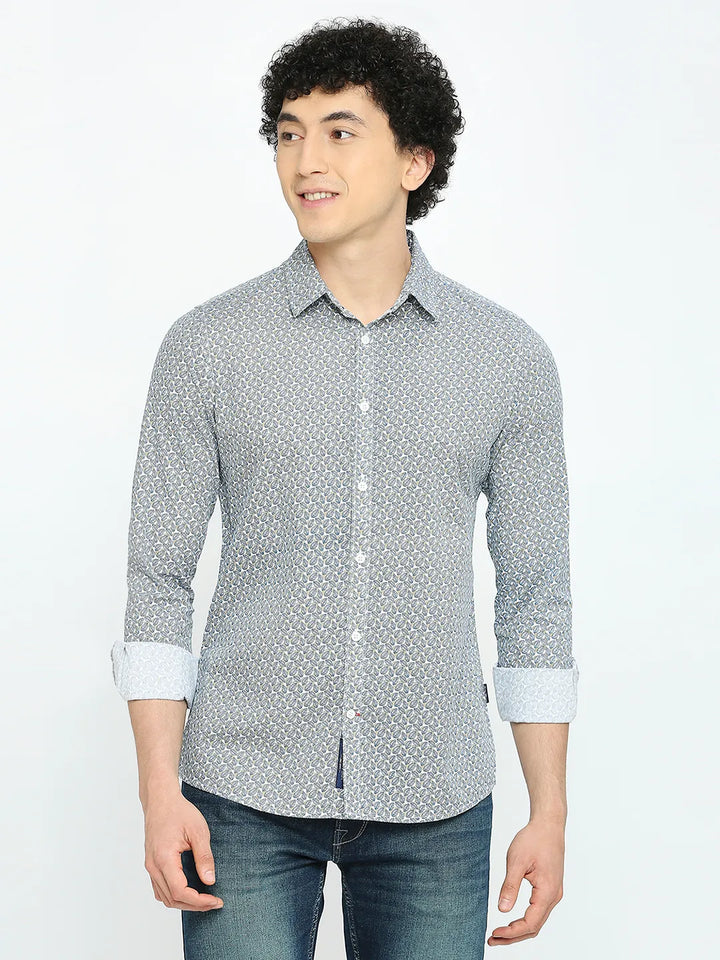 White Slim Straight Fit Regular Collar Long Sleeves Men's Shirt by Being Human Clothing