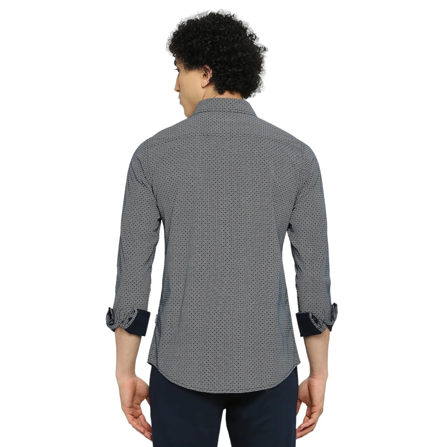 Blue Slim Straight Fit Regular Collar Long Sleeves Men's Shirt by Being Human Clothing