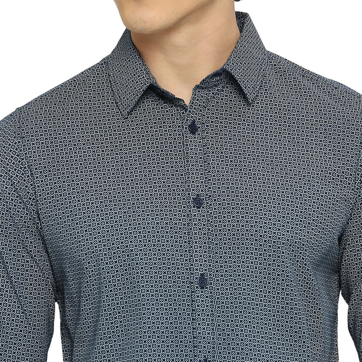 Blue Slim Straight Fit Regular Collar Long Sleeves Men's Shirt by Being Human Clothing