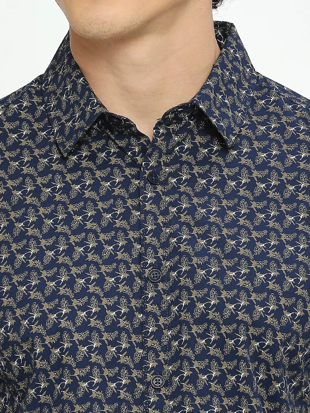 Blue Slim Straight Fit Regular Collar Long Sleeves Men's Shirt by Being Human Clothing