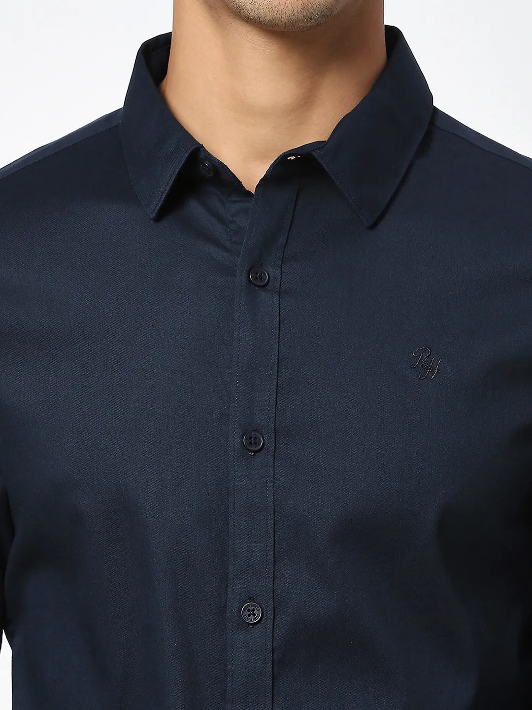 Blue Slim Straight Fit Regular Collar Long Sleeves Men's Shirt by Being Human Clothing