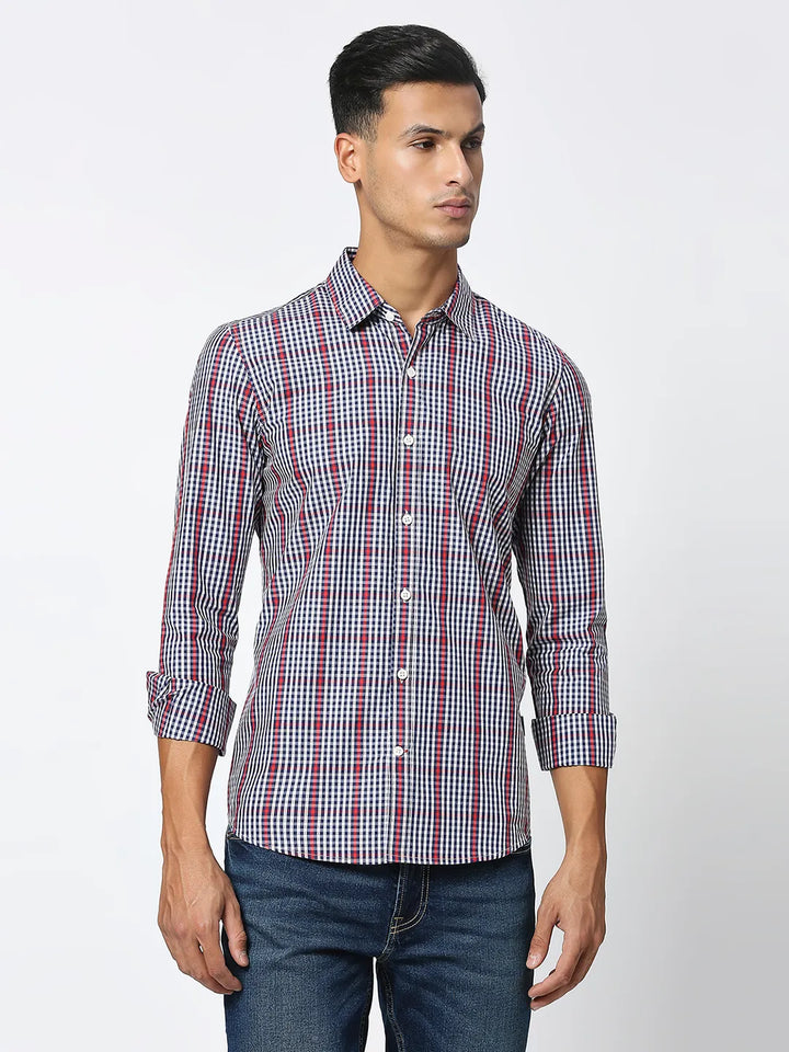 White Slim Fit Regular Collar Men's Shirt by Being Human Clothing