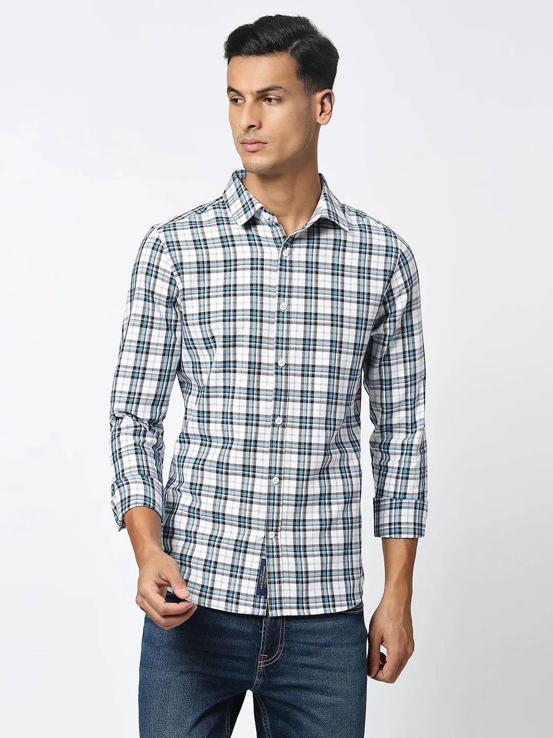 White Slim Fit Regular Collar Men's Shirt by Being Human Clothing