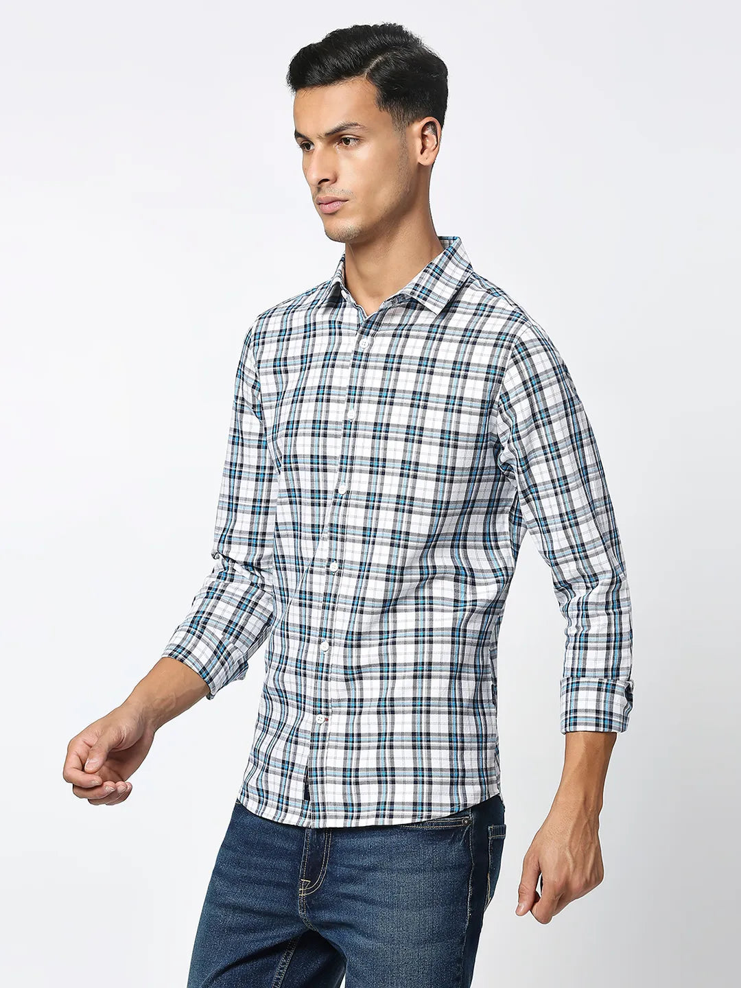 White Slim Fit Regular Collar Men's Shirt by Being Human Clothing