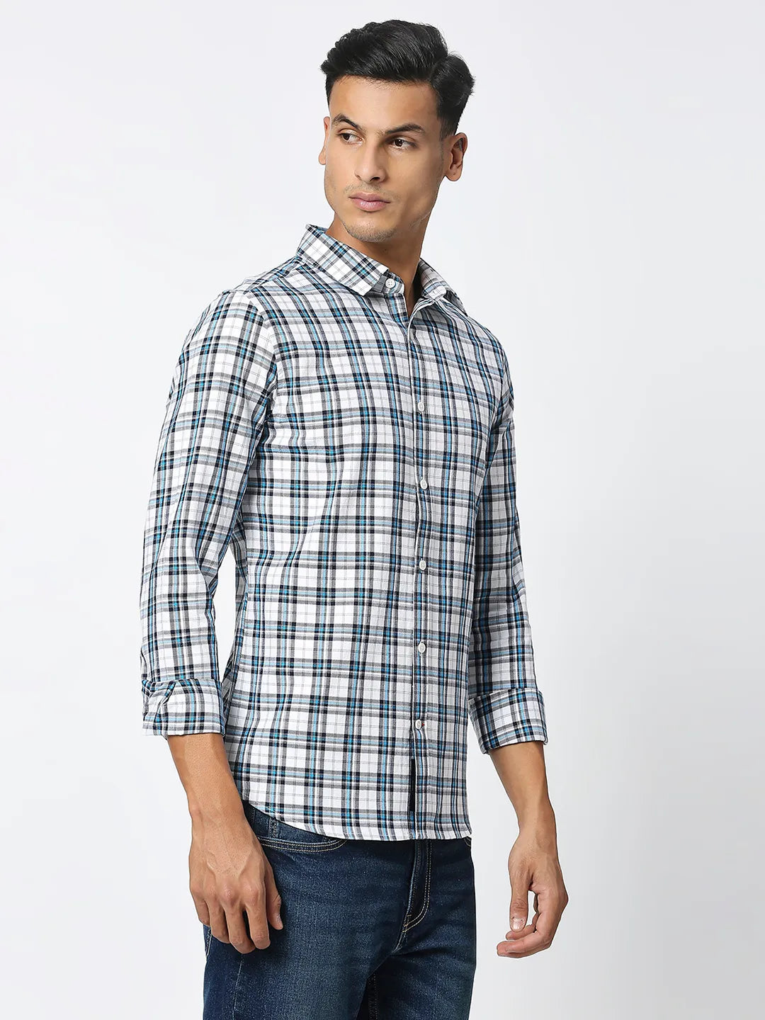 White Slim Fit Regular Collar Men's Shirt by Being Human Clothing