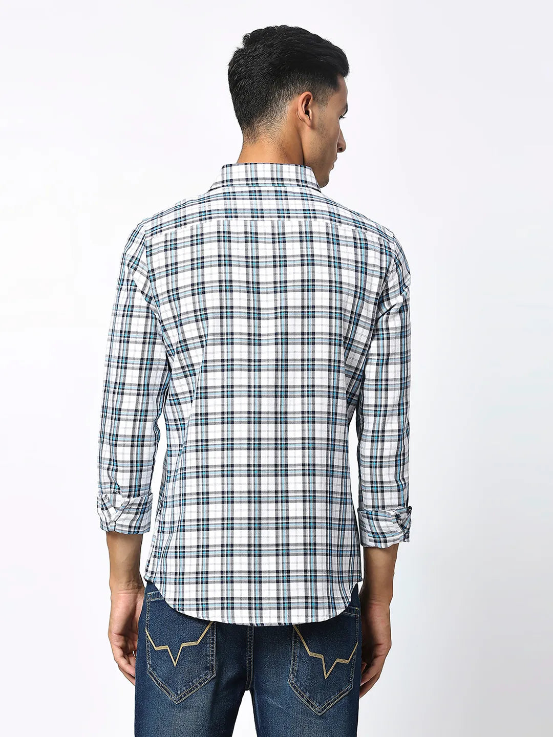 White Slim Fit Regular Collar Men's Shirt by Being Human Clothing