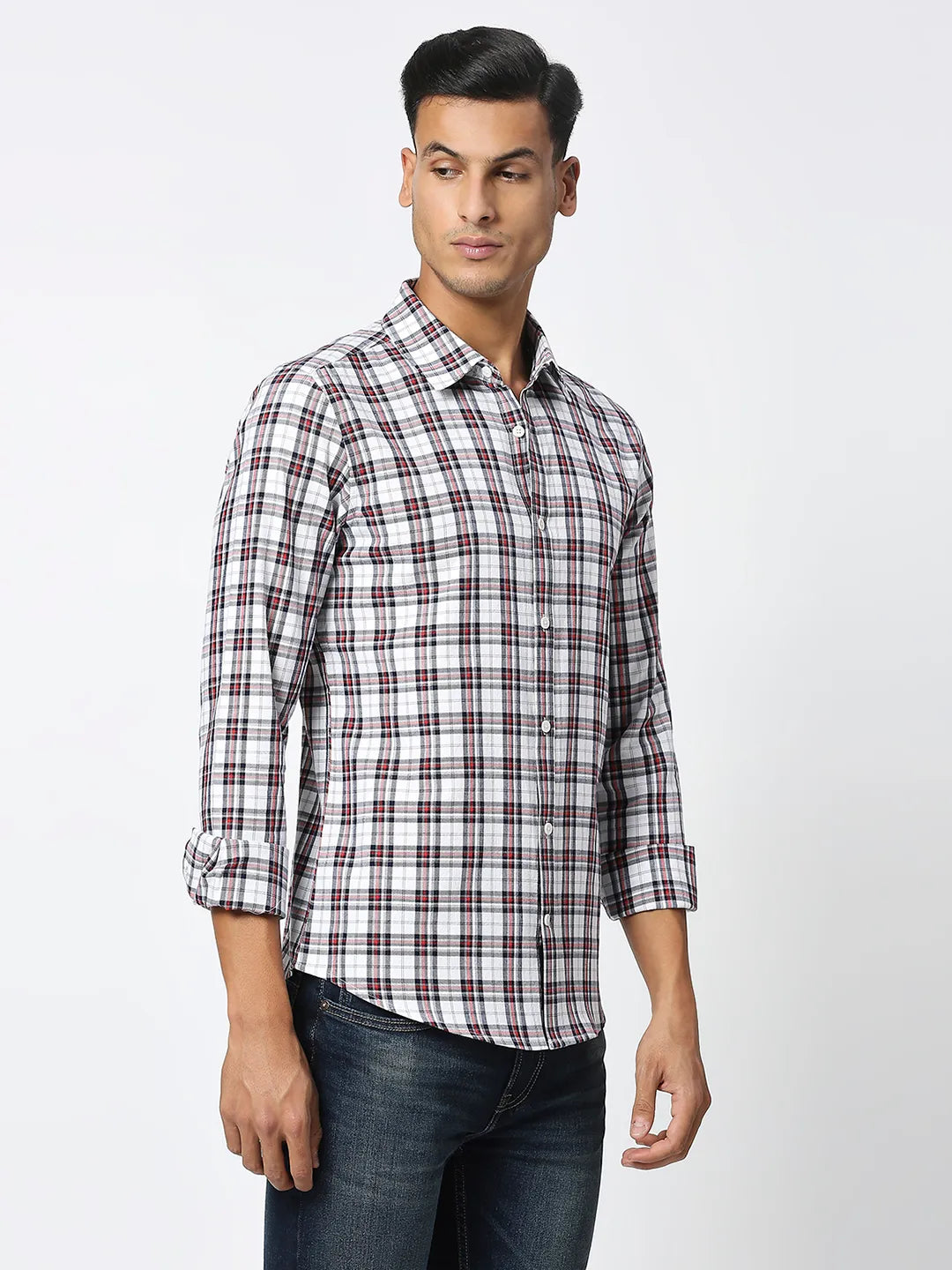 White Slim Fit Regular Collar Men's Shirt by Being Human Clothing