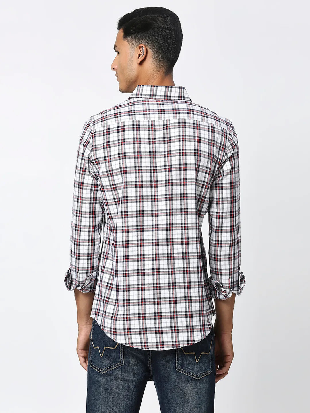 White Slim Fit Regular Collar Men's Shirt by Being Human Clothing