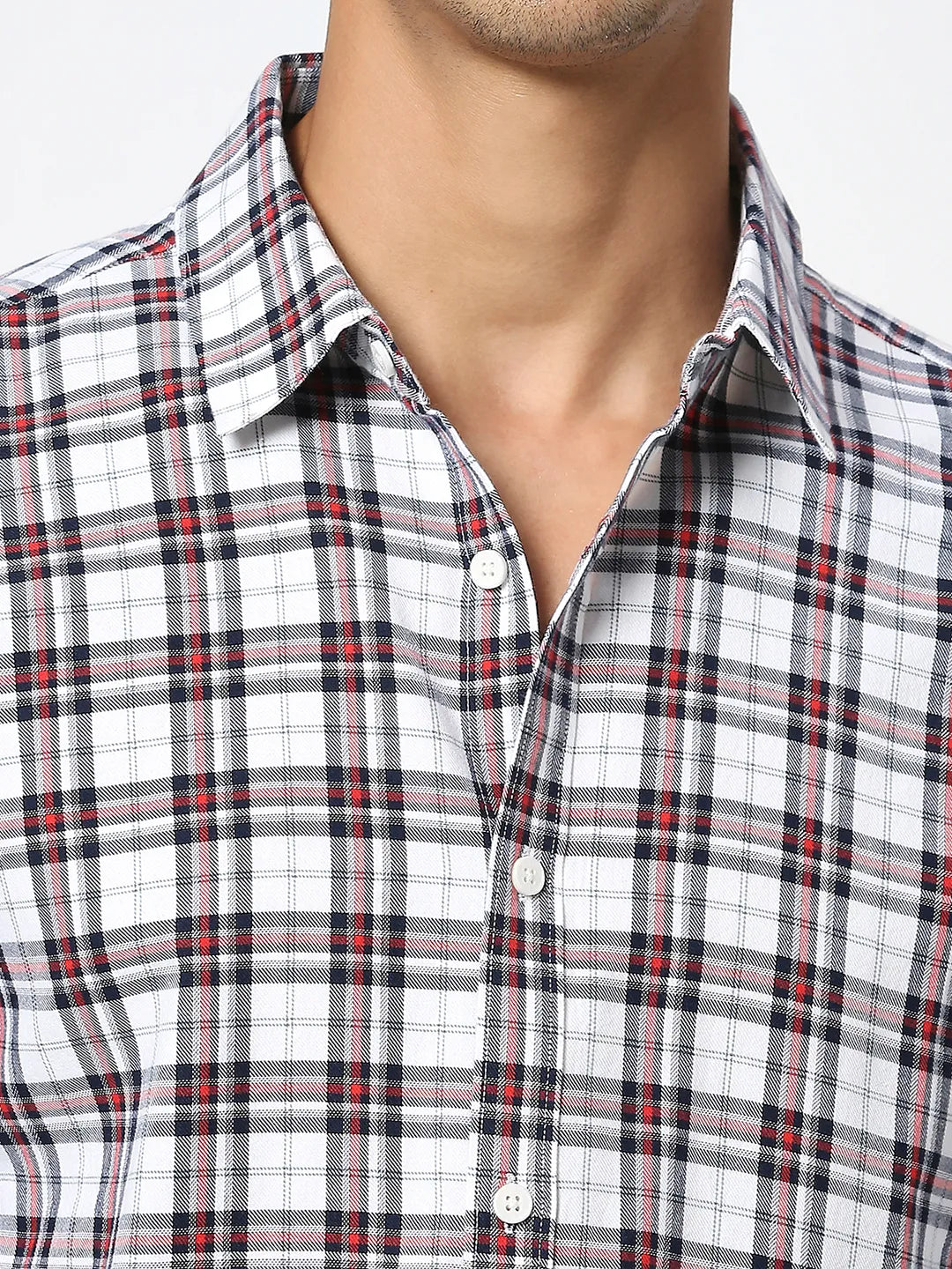 White Slim Fit Regular Collar Men's Shirt by Being Human Clothing