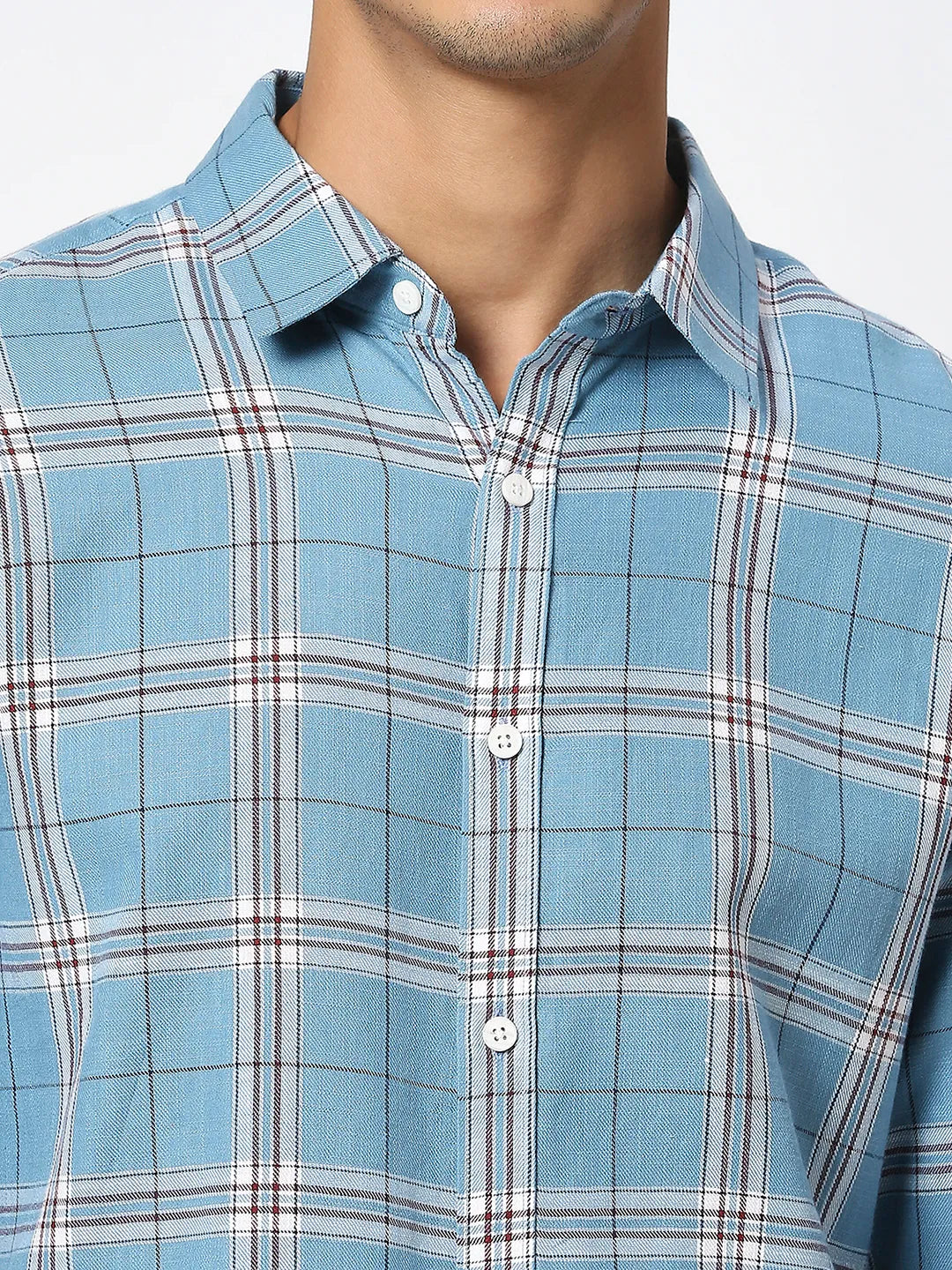 Green Slim Straight Fit Regular Collar Long Sleeves Men's Shirt by Being Human Clothing