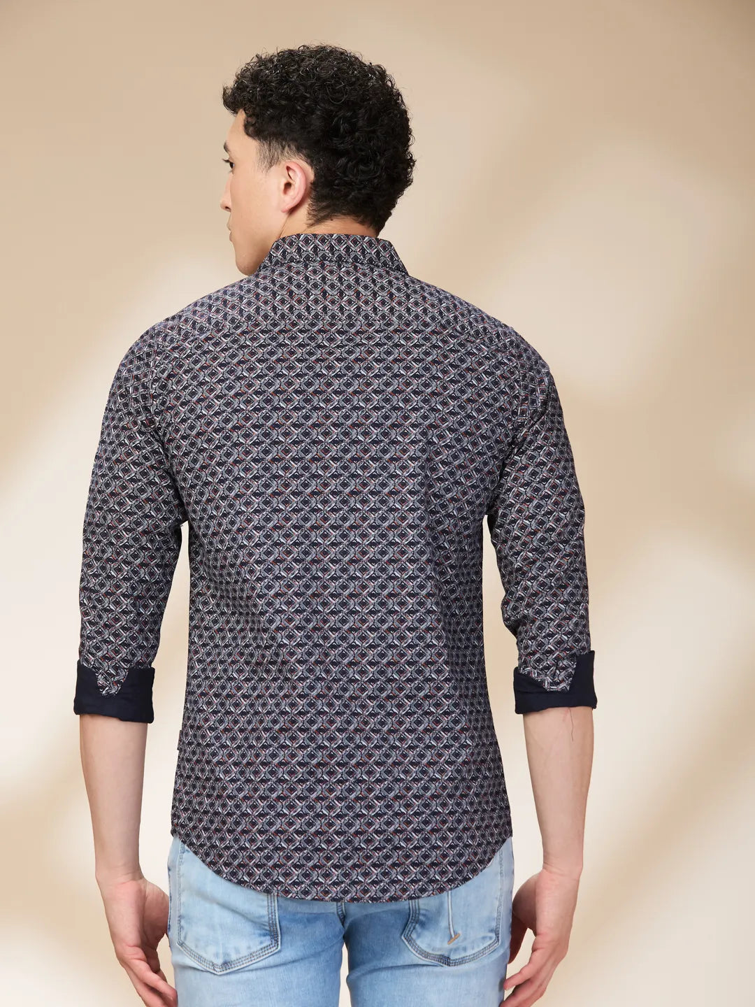 Navy Slim Fit Regular Collar Men's Shirt by Being Human Clothing