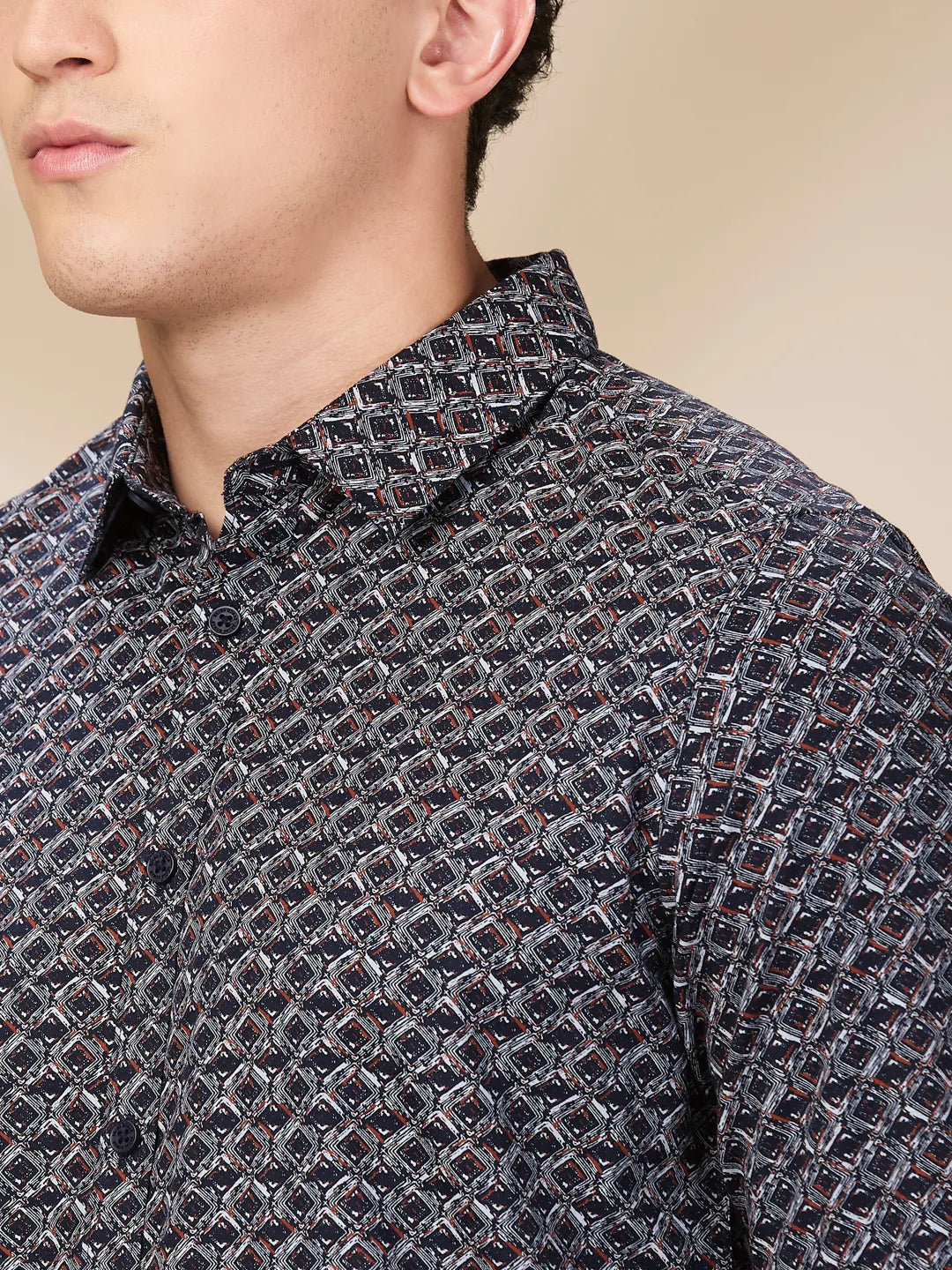 Navy Slim Fit Regular Collar Men's Shirt by Being Human Clothing