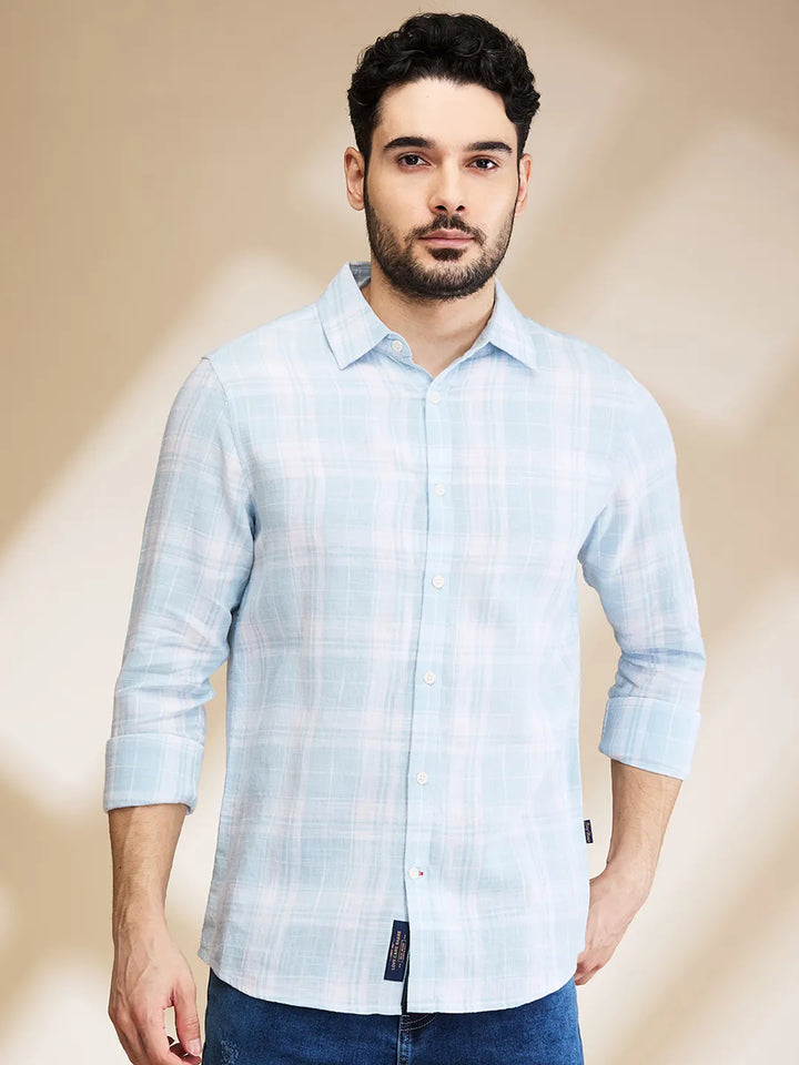 Aqua Slim Fit Regular Collar Men's Shirt by Being Human Clothing