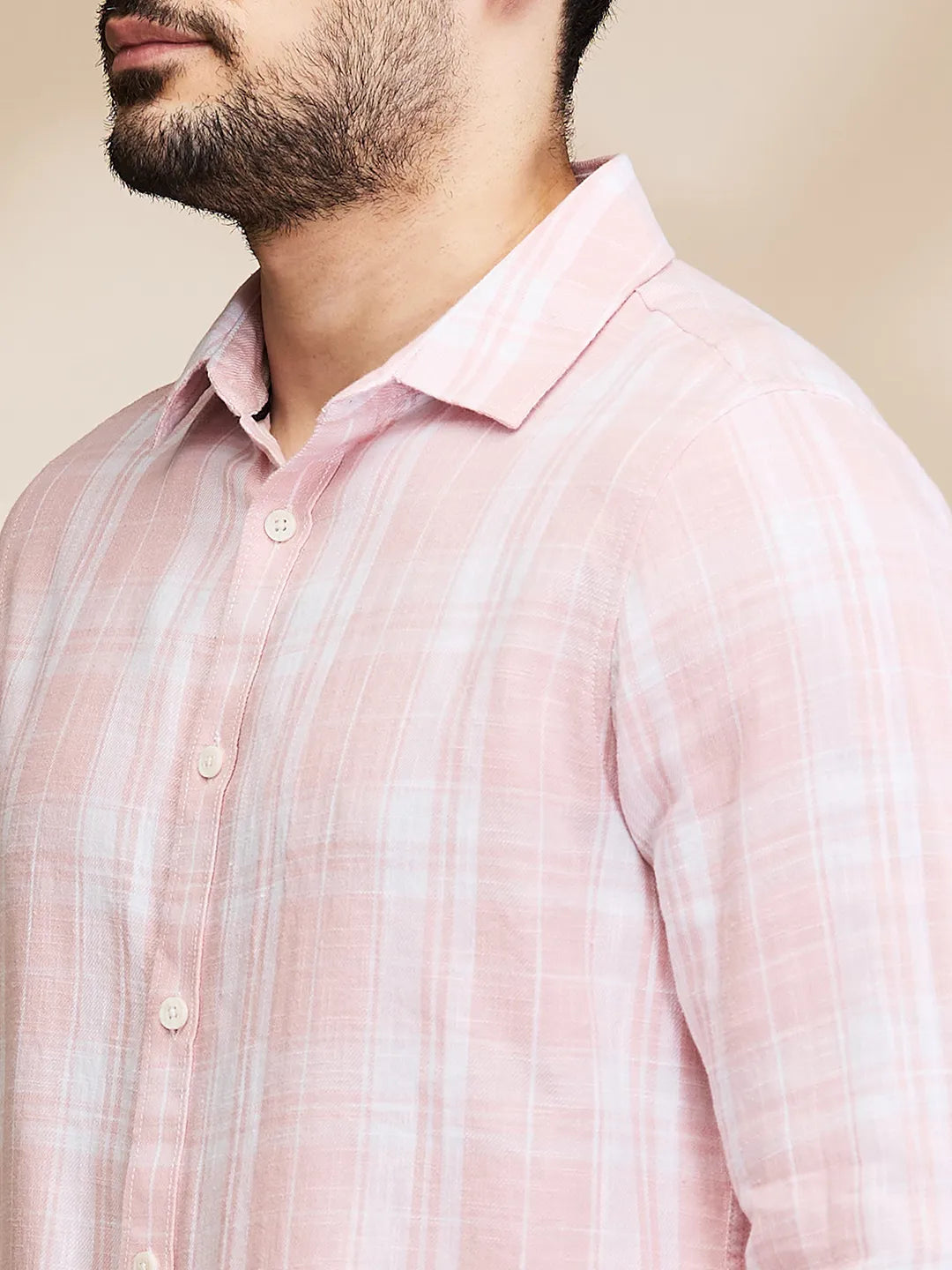 Pink Slim Fit Regular Collar Men's Shirt by Being Human Clothing