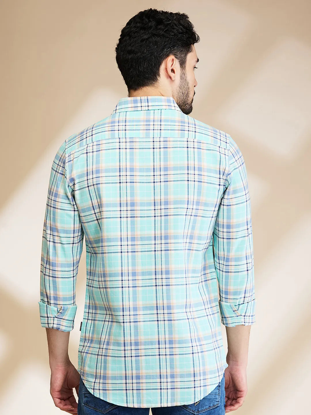 Aqua Slim Fit Regular Collar Men's Shirt by Being Human Clothing