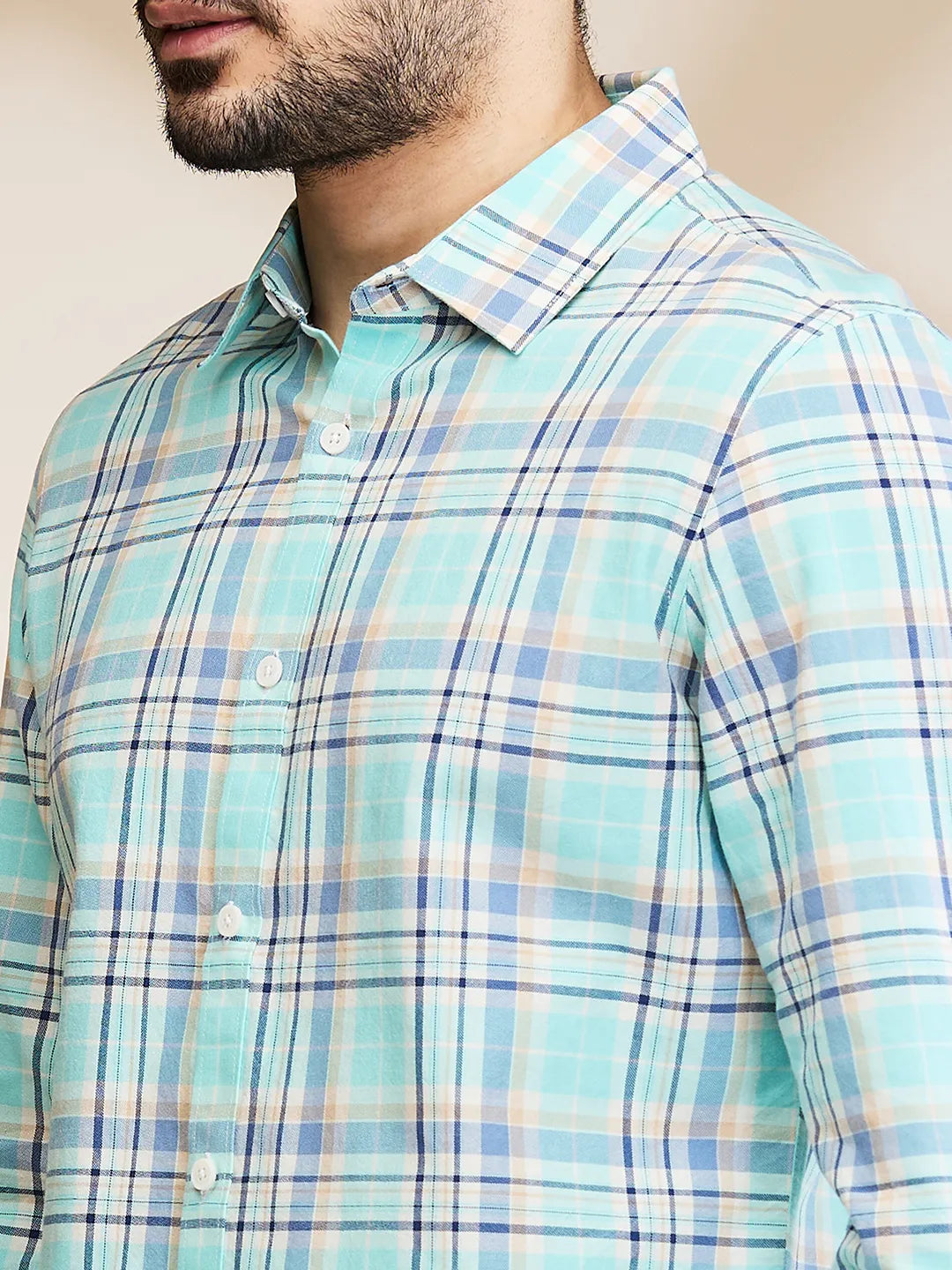 Aqua Slim Fit Regular Collar Men's Shirt by Being Human Clothing