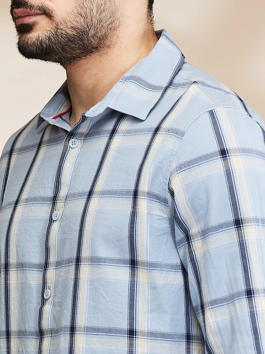 Blue Slim Fit Regular Collar Men's Shirt by Being Human Clothing