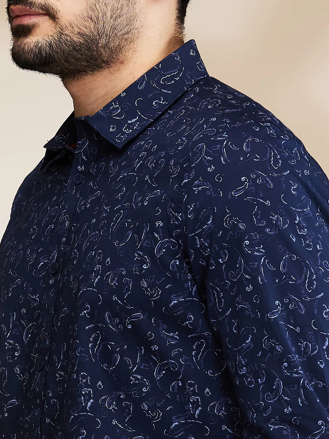 Navy Slim Fit Regular Collar Men's Shirt by Being Human Clothing