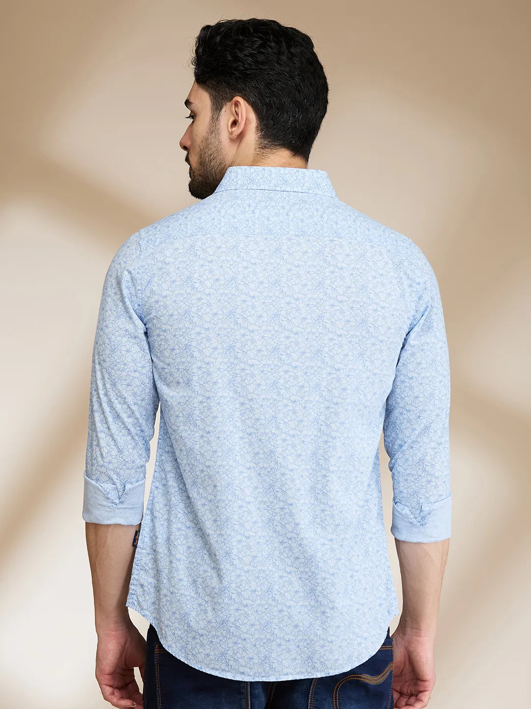 Light Blue Slim Fit Regular Collar Men's Shirt by Being Human Clothing