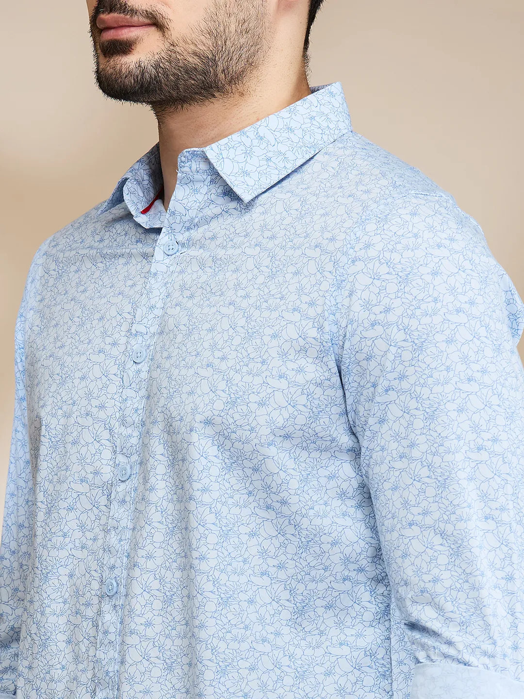 Light Blue Slim Fit Regular Collar Men's Shirt by Being Human Clothing