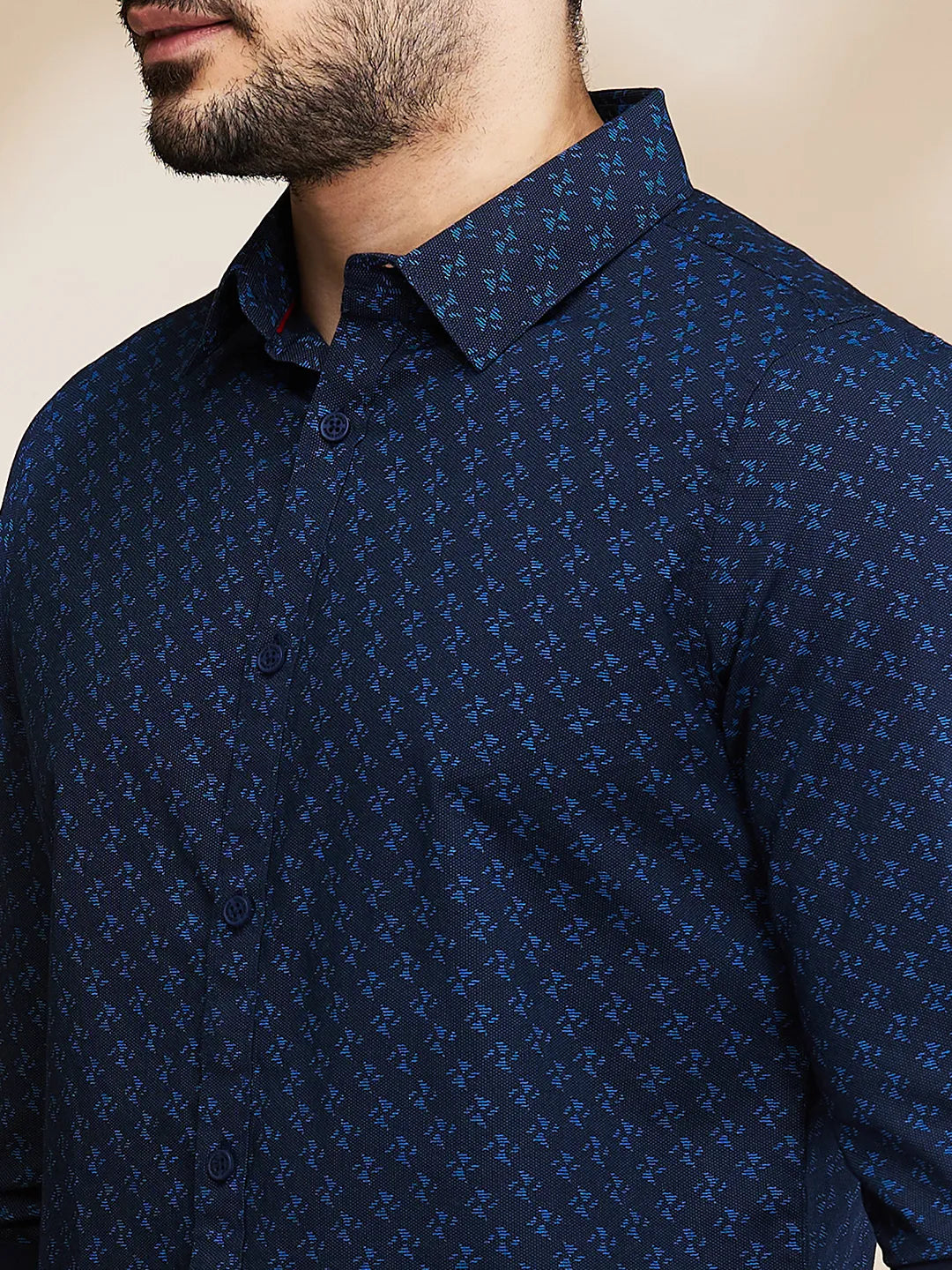 Blue Slim Straight Fit Regular Collar Long Sleeves Men's Shirt by Being Human Clothing