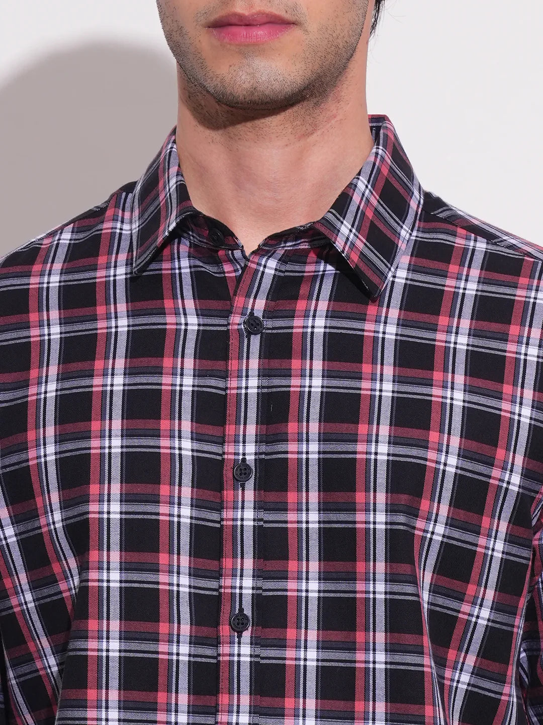 Black Slim Straight Fit Regular Collar Long Sleeves Men's Shirt by Being Human Clothing