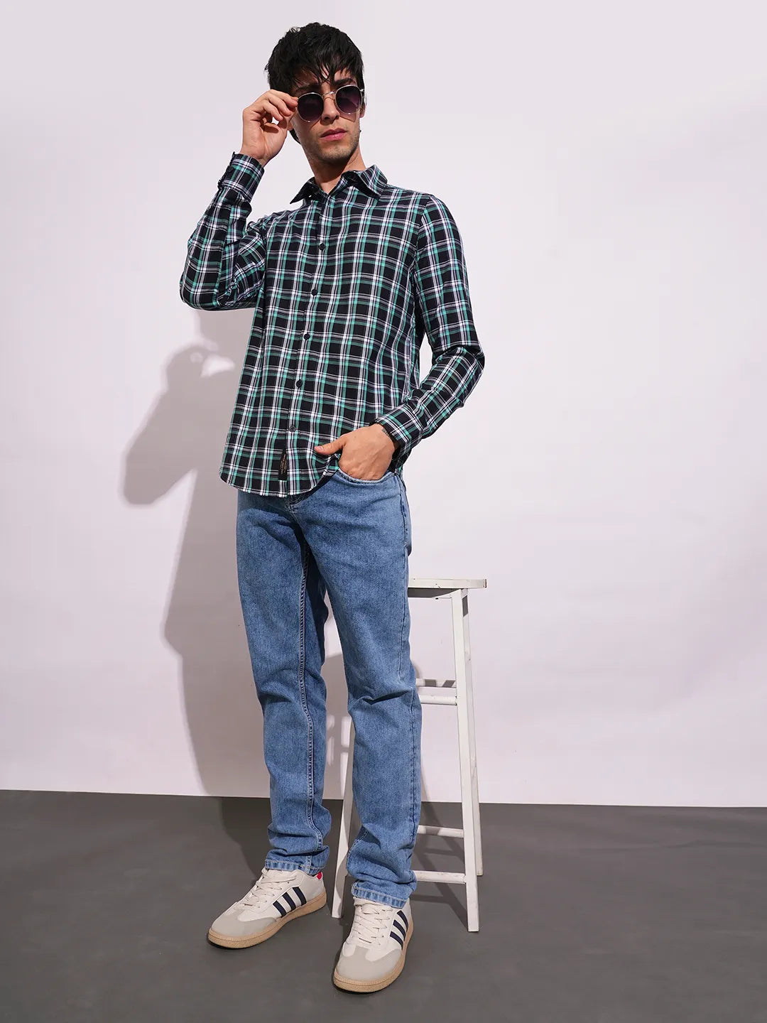 Black Slim Fit Regular Collar Men's Shirt by Being Human Clothing