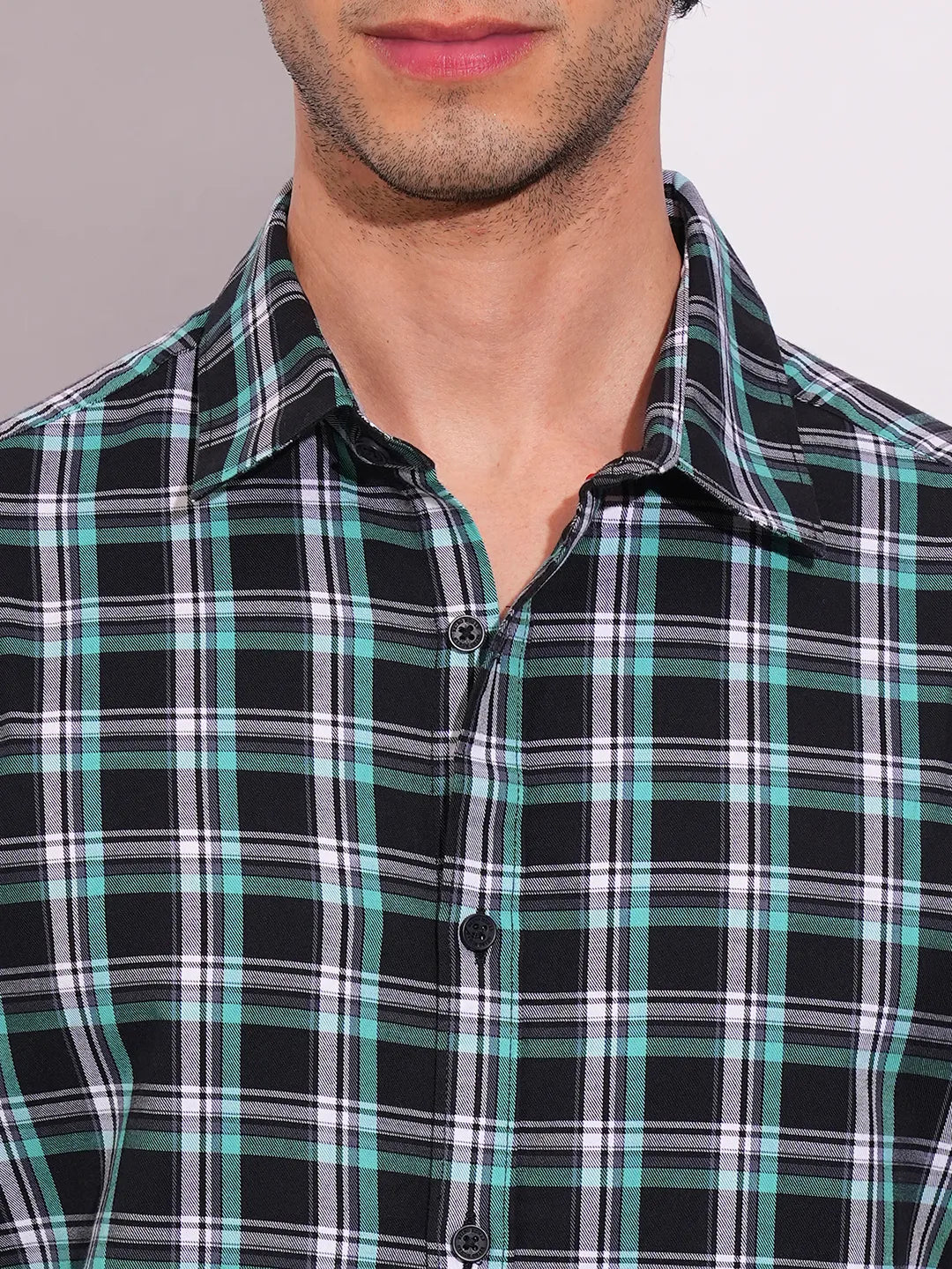 Black Slim Fit Regular Collar Men's Shirt by Being Human Clothing