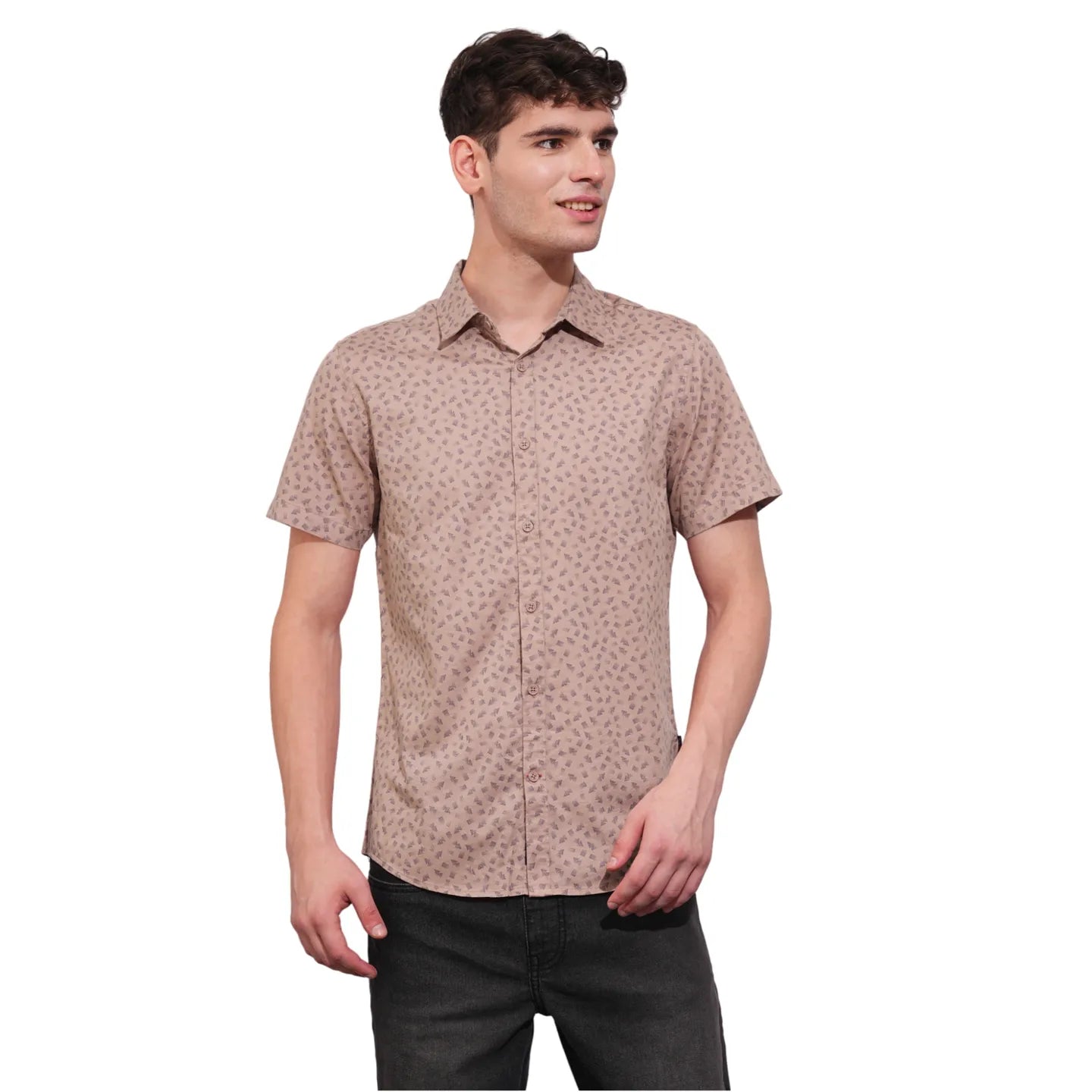 Brown Slim Straight Fit Regular Collar Long Sleeves Men's Shirt by Being Human Clothing