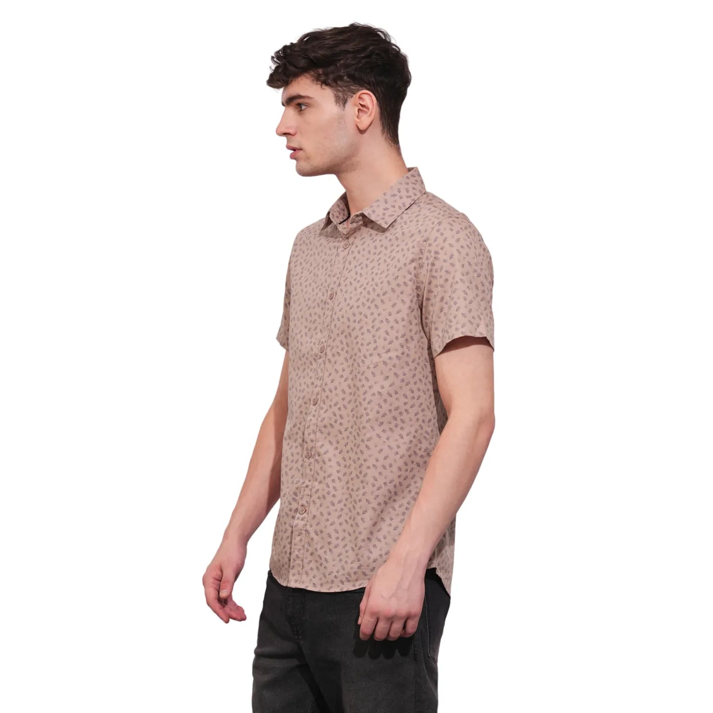 Brown Slim Straight Fit Regular Collar Long Sleeves Men's Shirt by Being Human Clothing