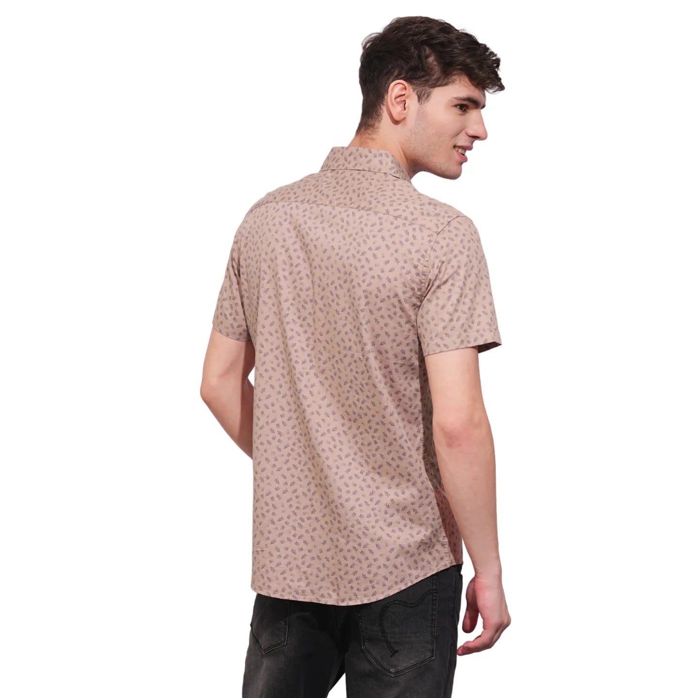 Brown Slim Straight Fit Regular Collar Long Sleeves Men's Shirt by Being Human Clothing