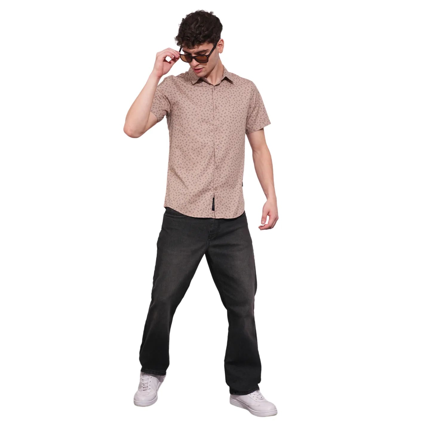 Brown Slim Straight Fit Regular Collar Long Sleeves Men's Shirt by Being Human Clothing