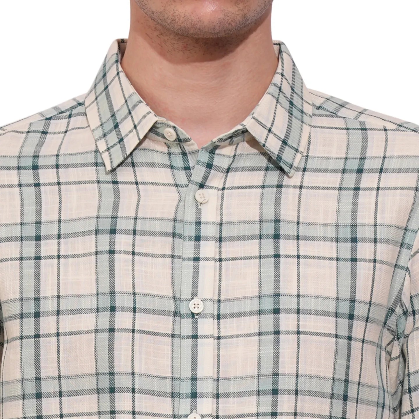 Green Slim Straight Fit Regular Collar Long Sleeves Men's Shirt by Being Human Clothing