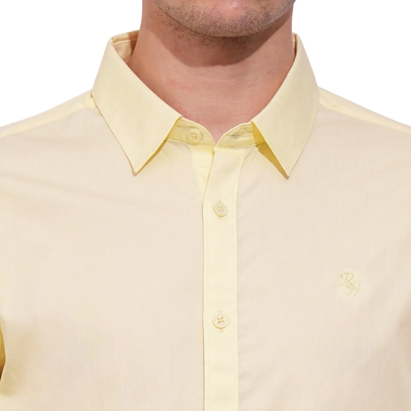 Yellow Slim Straight Fit Regular Collar Long Sleeves Men's Shirt by Being Human Clothing