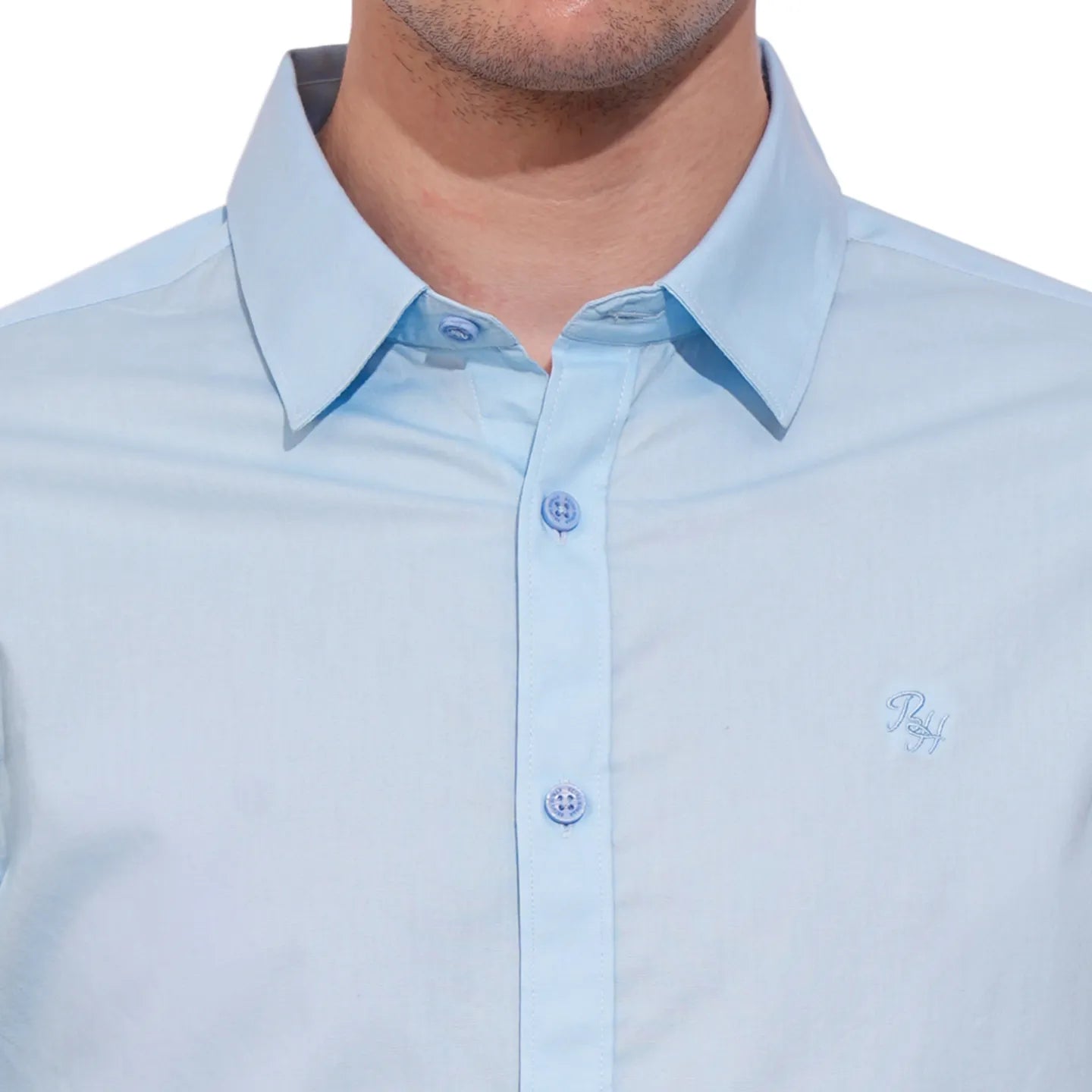 Blue Slim Straight Fit Regular Collar Long Sleeves Men's Shirt by Being Human Clothing