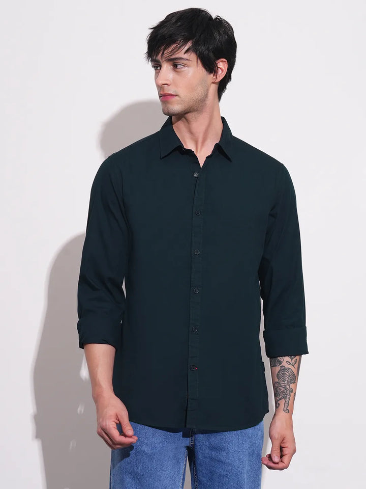 Blue Slim Straight Fit Regular Collar Long Sleeves Men's Shirt by Being Human Clothing