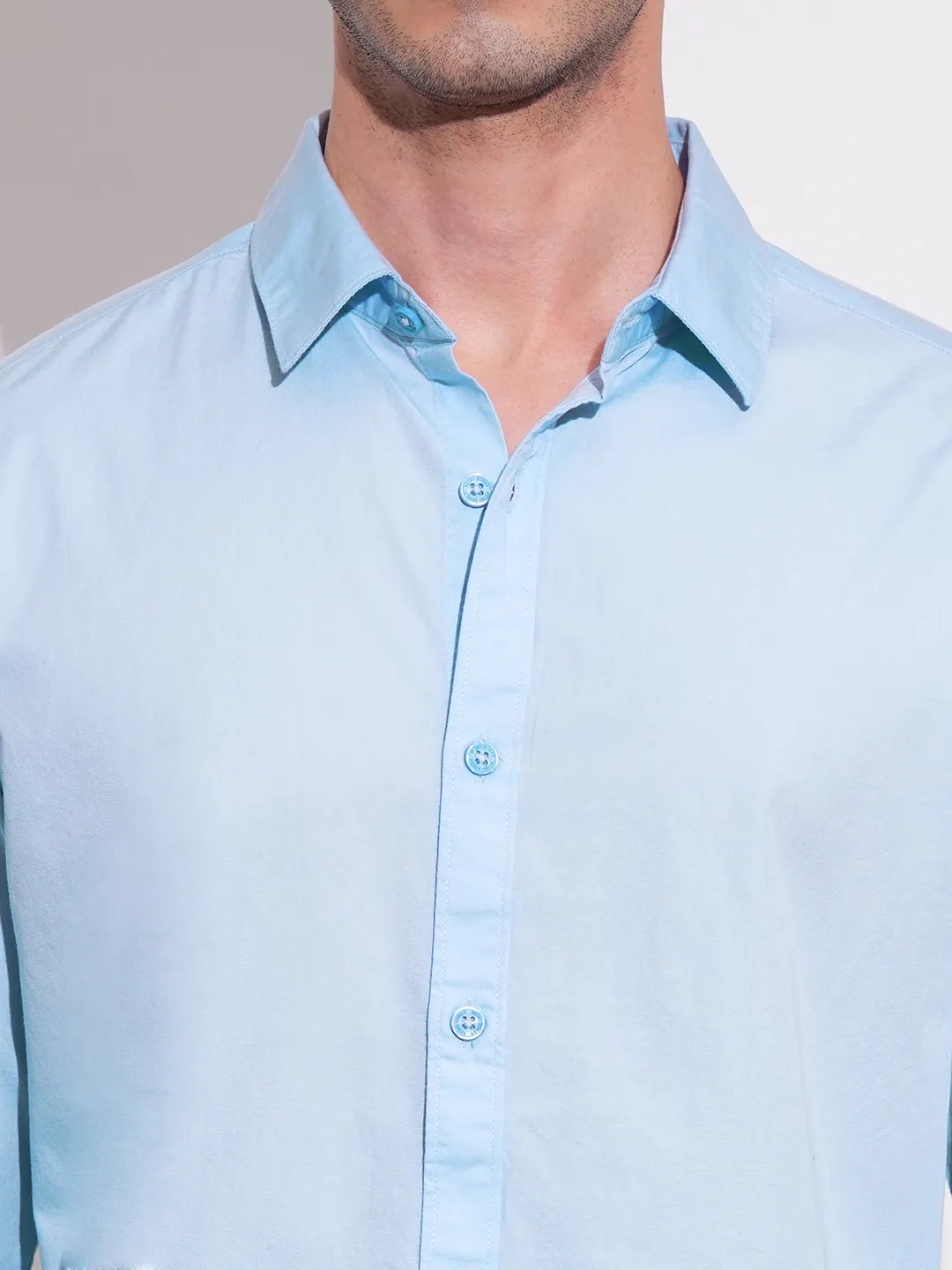 Blue Slim Straight Fit Regular Collar Long Sleeves Men's Shirt by Being Human Clothing