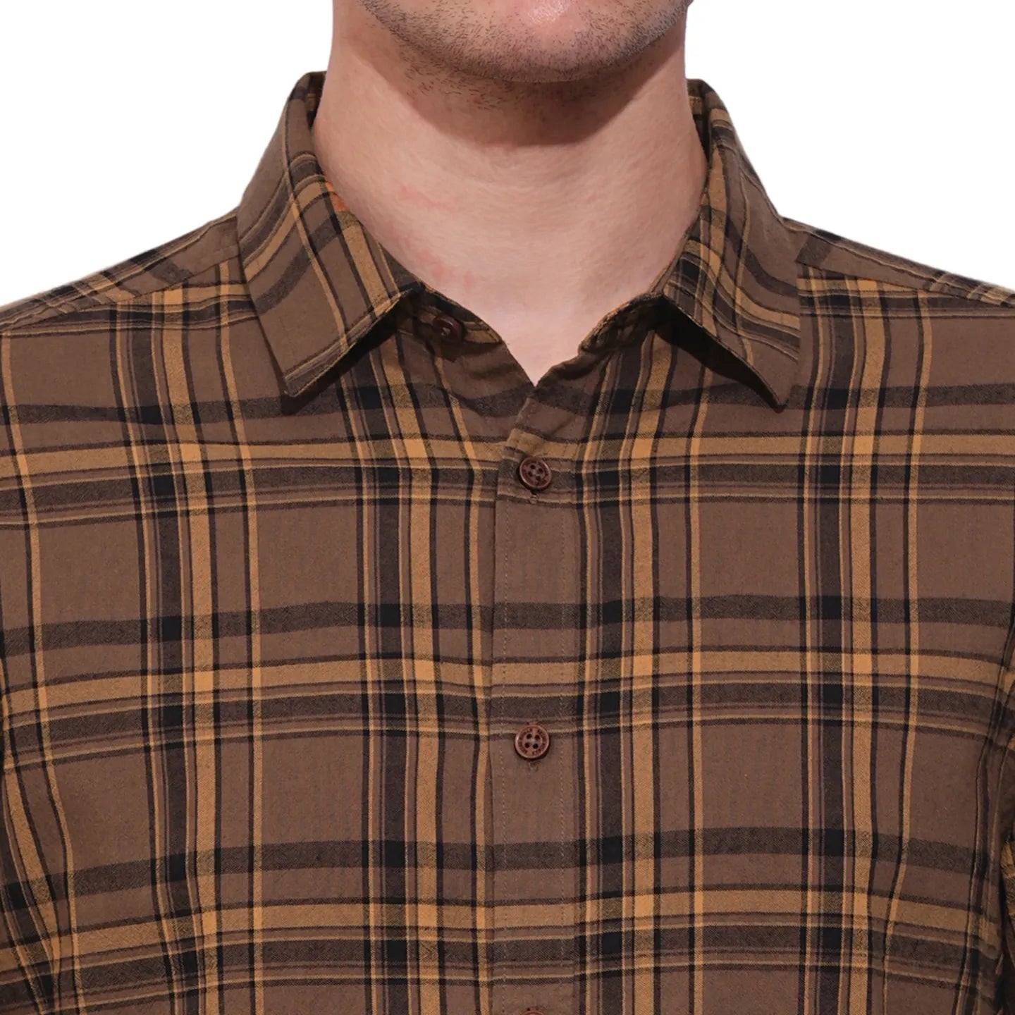 Brown Slim Straight Fit Regular Collar Long Sleeves Men's Shirt by Being Human Clothing